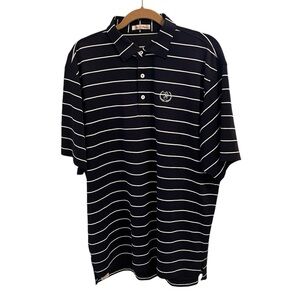 Peter Millar Polo Shirt Men's XL Preppy Pin Striped Golf Performance Embroidery